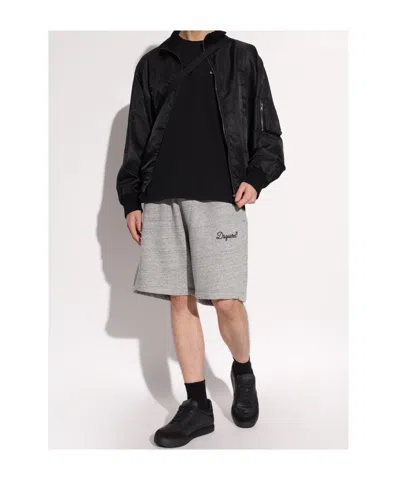 Dsquared2 Logo Embroidered Drawstring Shorts In Gray