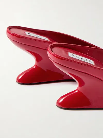 Alaïa Patent-leather Wedge Mules In Multi