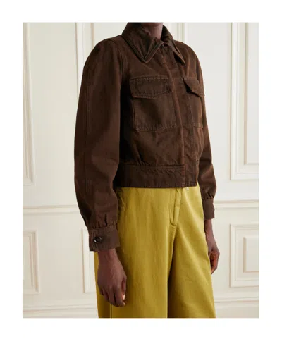 Dries Van Noten Long-sleeved Denim Jacket In Brown