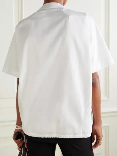 Dries Van Noten Tie-neck Gathered Cotton-poplin Blouse In White