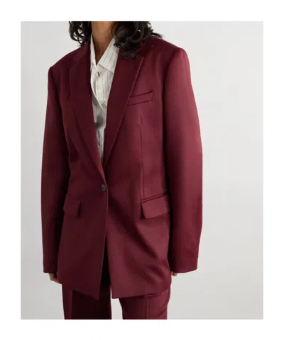 Dries Van Noten Long-sleeved Suit Jacket In Burgundy