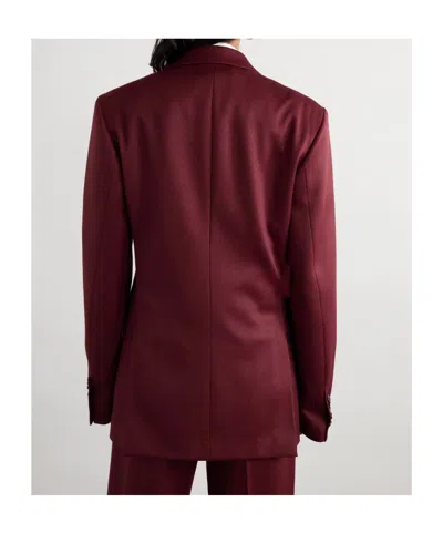 Dries Van Noten Long-sleeved Suit Jacket In Burgundy
