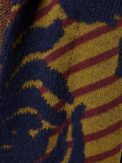 Dries Van Noten Belted Intarsia Wool-blend Cardigan In Black