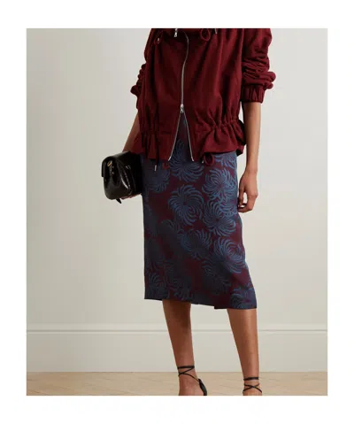Dries Van Noten Jacquard Midi Skirt In Brown