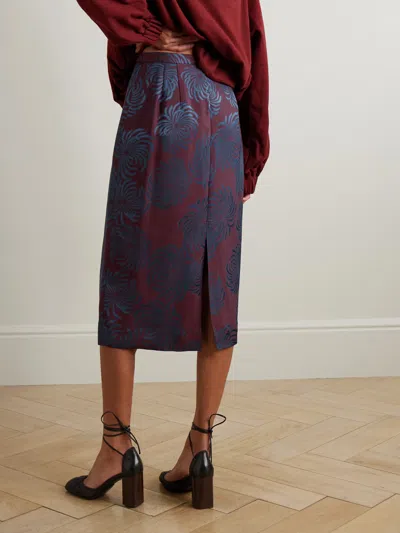 Dries Van Noten Jacquard Midi Skirt In Brown