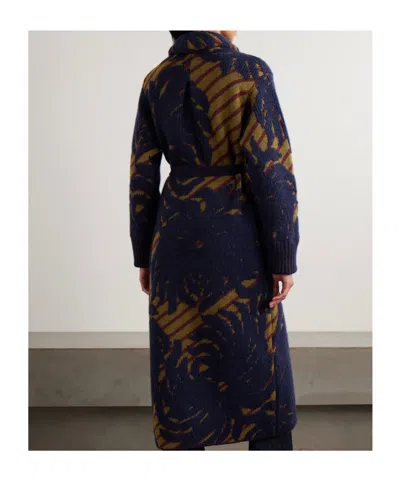 Dries Van Noten Belted Intarsia Wool-blend Cardigan In Black