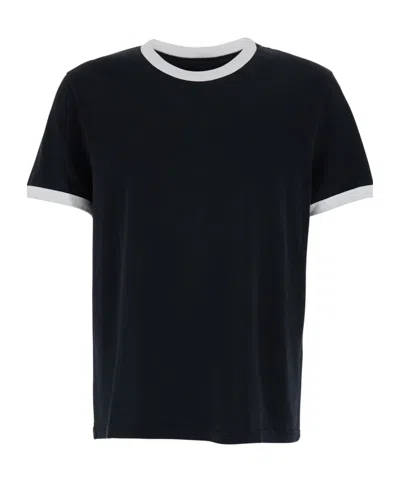 Apc A.p.c. Men Black Crewneck T-shirt With Contrasting Details In Cotton Man In Black