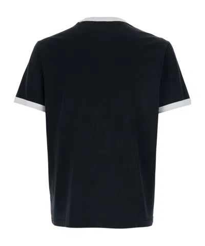 Apc A.p.c. Men Black Crewneck T-shirt With Contrasting Details In Cotton Man In Black