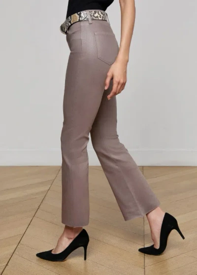 L'agence Kendra Coated Cropped Flare Jean In Brown
