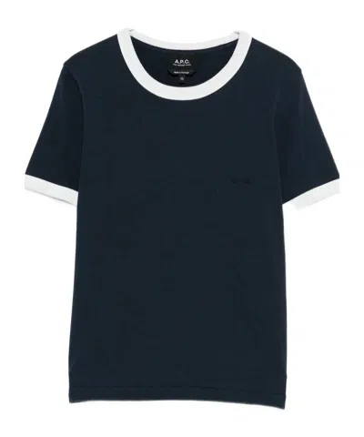 Apc Contrasting-trims T-shirt In Blue