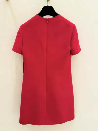 Valentino Bow-embellished Wool And Silk-blend Mini Dress In Red