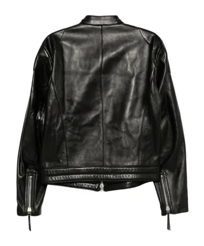 Tom Ford Leather Biker Jacket Stand Collar Zips In Multi