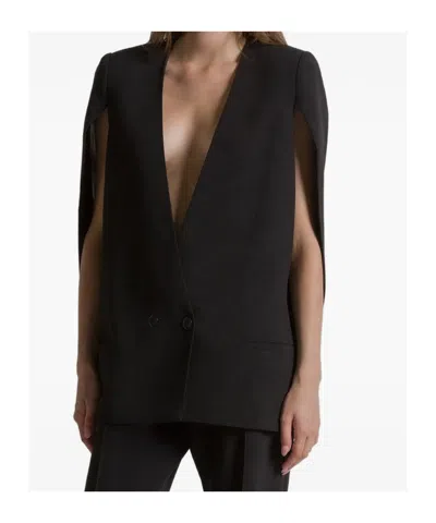 Alberta Ferretti Jacket Deep V Neck Cape Sleeves Shoulders In Animal Print