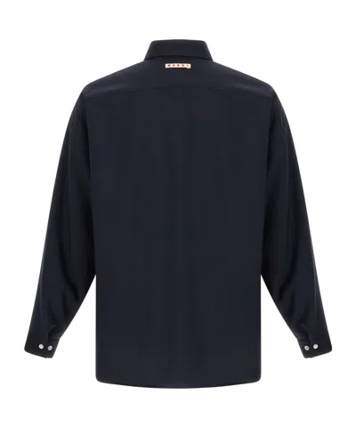 Marni Tropical Wool Shirt Button Down Collar In Multi