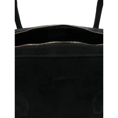 Yuzefi Rectangular Suede Shoulder Bag With Top Handles In Black