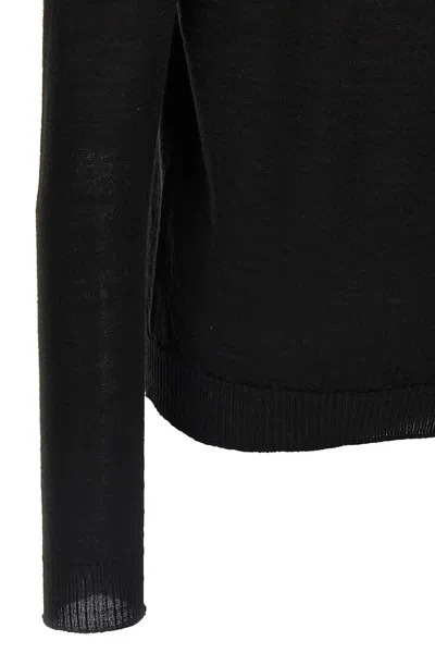 Rick Owens Deep V Neck Knitwear Long Sleeve Sweater In Black