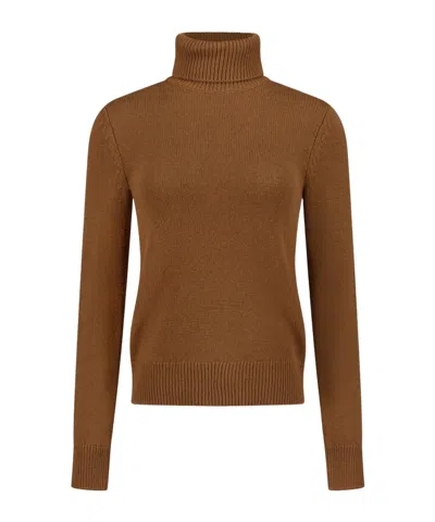 Ralph Lauren Turtleneck Cashmere Sweater In Brown