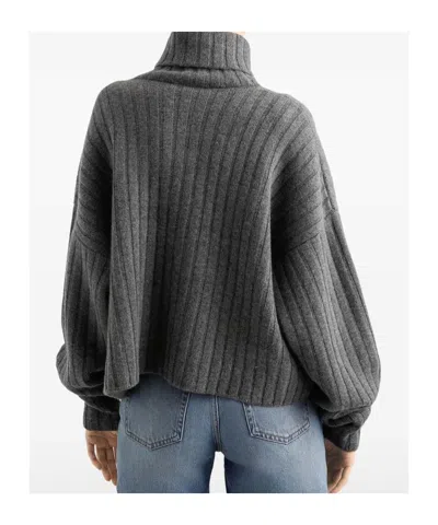 Dolce & Gabbana Cropped Ribbed Turtleneck Sweater Long Sleeves In Gray