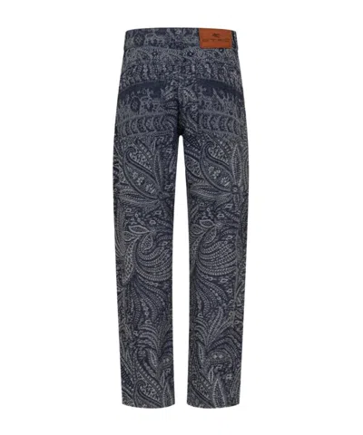 Etro Paisley Print Jeans In Blue