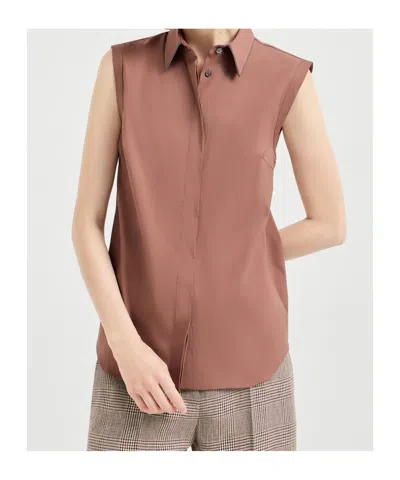 Brunello Cucinelli Sleeveless Shirt In Brown