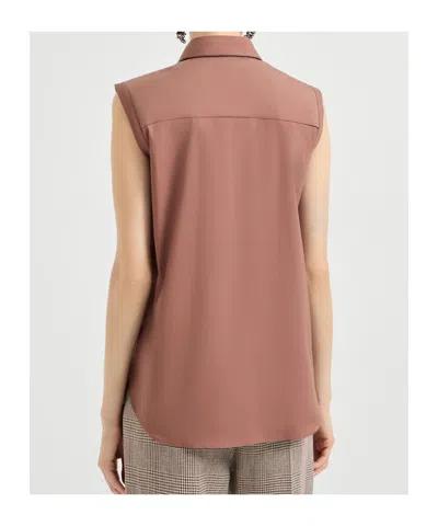 Brunello Cucinelli Sleeveless Shirt In Brown