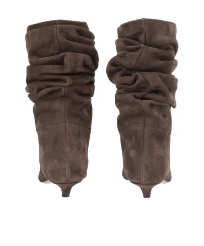 Amina Muaddi Square-toe Ankle Boots In Brown