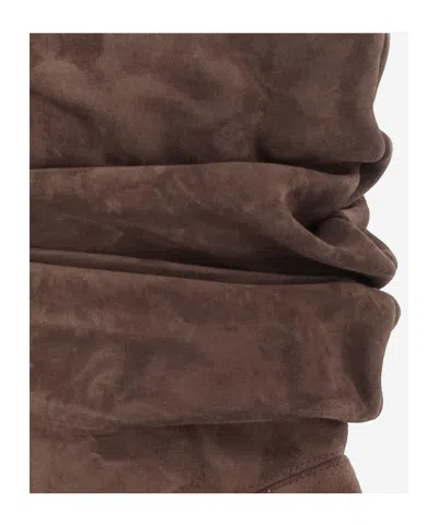 Amina Muaddi Square-toe Ankle Boots In Brown