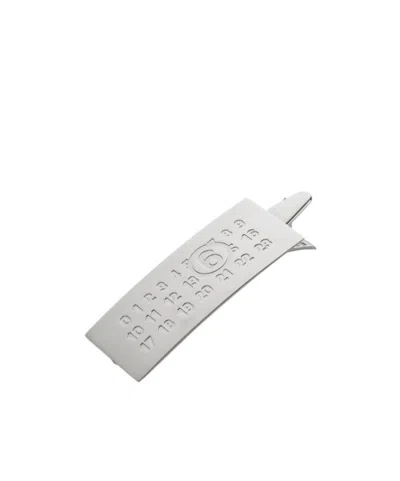 Mm6 Maison Margiela Numbers-engraved Hairclip In Metallic