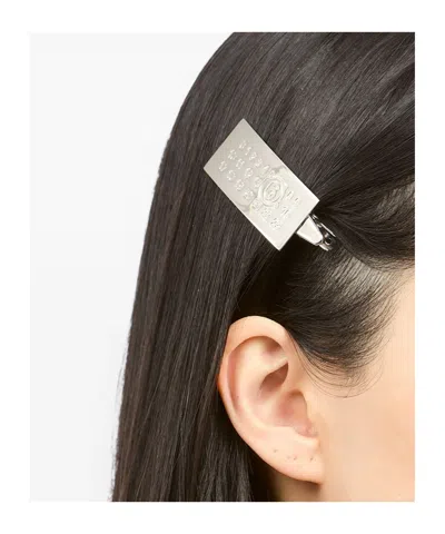 Mm6 Maison Margiela Numbers-engraved Hairclip In Metallic