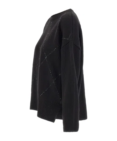 Kaos Sequined Oversized Knit Sweater In Black