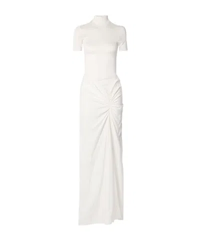 Christopher Esber Fusion Draped Mock-neck Maxi Dress In White