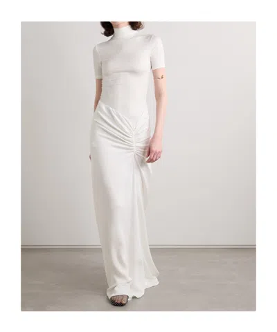 Christopher Esber Fusion Draped Mock-neck Maxi Dress In White