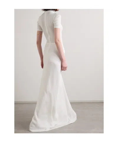 Christopher Esber Fusion Draped Mock-neck Maxi Dress In White
