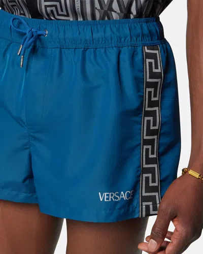 Versace Drawstring Swim Shorts In Blue