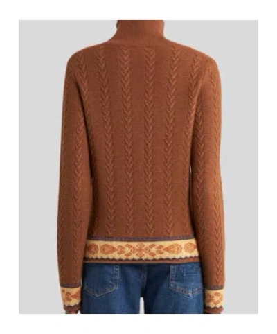 Etro Cable-knit Patterned Sweater In Brown