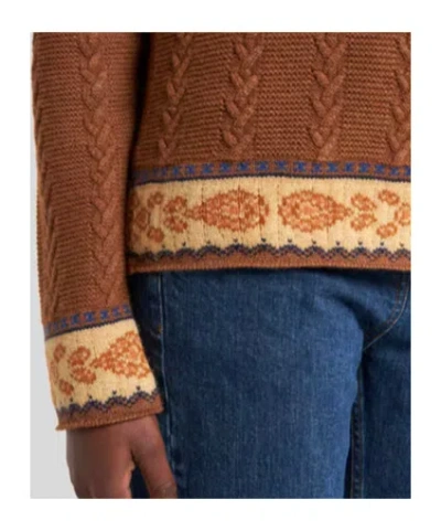 Etro Cable-knit Patterned Sweater In Brown
