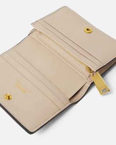 Versace Logo Leather Wallet In Neutral