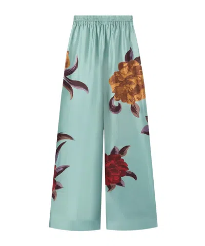 La Doublej La Double J Printed Silk-twill Palazzo Trousers In Green