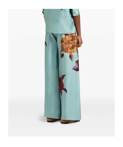 La Doublej La Double J Printed Silk-twill Palazzo Trousers In Green