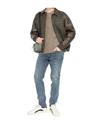 Rag & Bone Hand-knit Entrelac Wool Sweater In Brown