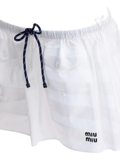Miu Miu Patterned Midi Skirt In White