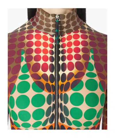 Jean Paul Gaultier High-neck Zip-up Midi Dress In Multi