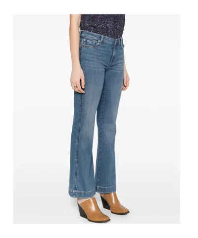 7 For All Mankind Womens Oceanstone Modern Dojo Tailorless Stretch-denim Jeans In Blue