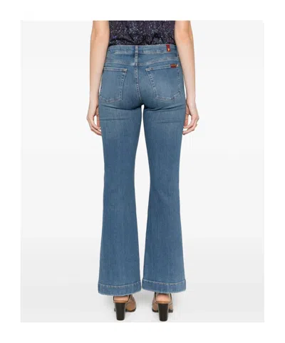 7 For All Mankind Womens Oceanstone Modern Dojo Tailorless Stretch-denim Jeans In Blue