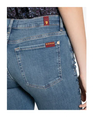 7 For All Mankind Womens Oceanstone Modern Dojo Tailorless Stretch-denim Jeans In Blue