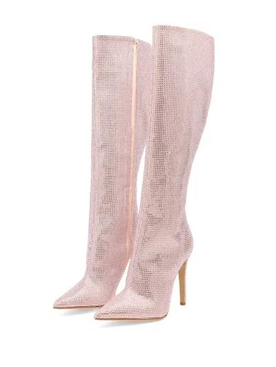 Celia Kritharioti Crystal-embellished Leather Boots In Pink
