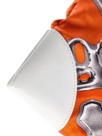 Pre-owned Hermes Silky City Bag Printed Silk And Leather Pm Crossbody Bag In Orange