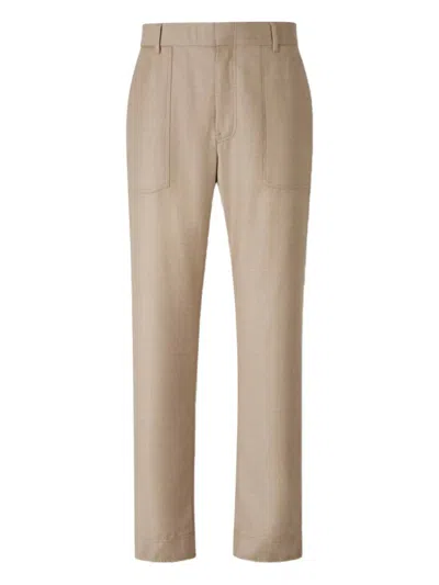 Brioni Wool Elastic-waistband Trousers In Neutral