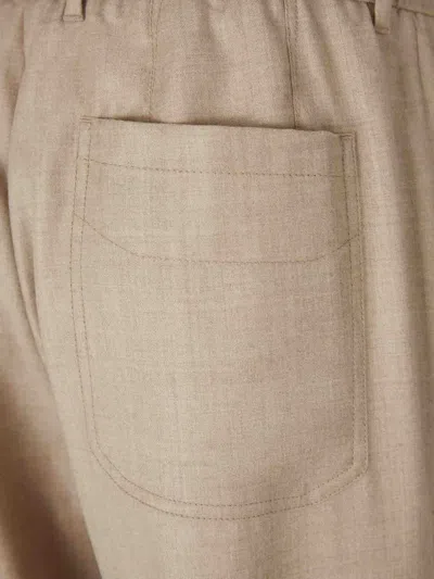 Brioni Wool Elastic-waistband Trousers In Neutral