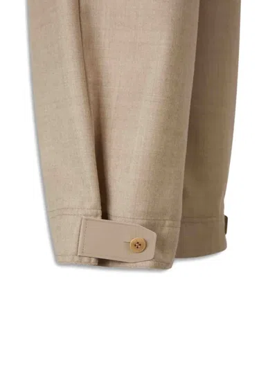 Brioni Wool Elastic-waistband Trousers In Neutral